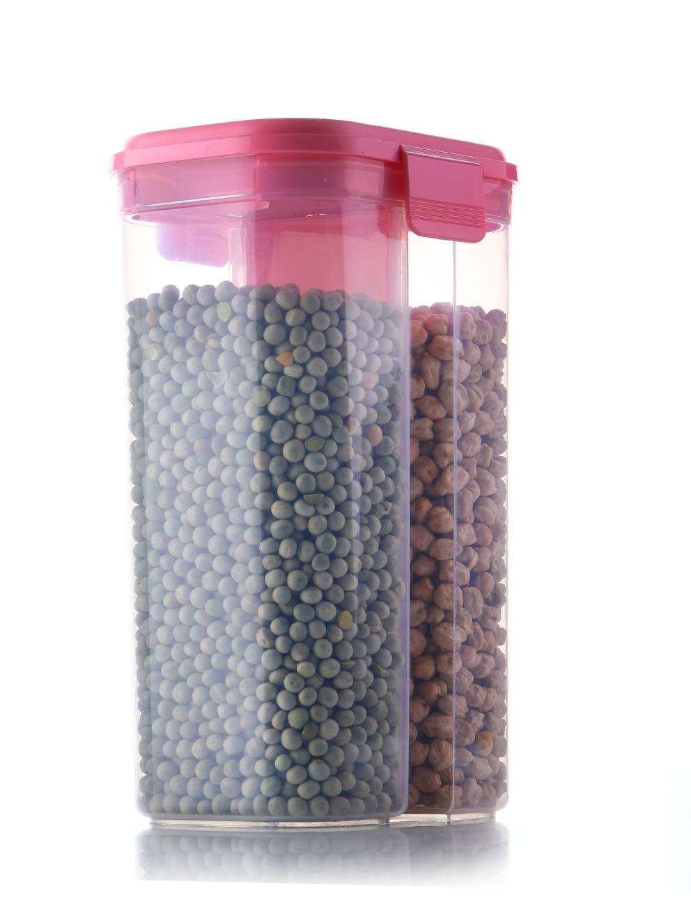 2146 Plastic 2 Sections Air Tight Transparent Food Grain Cereal Storage Container (2000ml) (With Box) - SkyShopy 2146 Plastic 2 Sections Air Tight Transparent Food Grain Cereal Storage Container (2000ml) (With Box) - SkyShopy